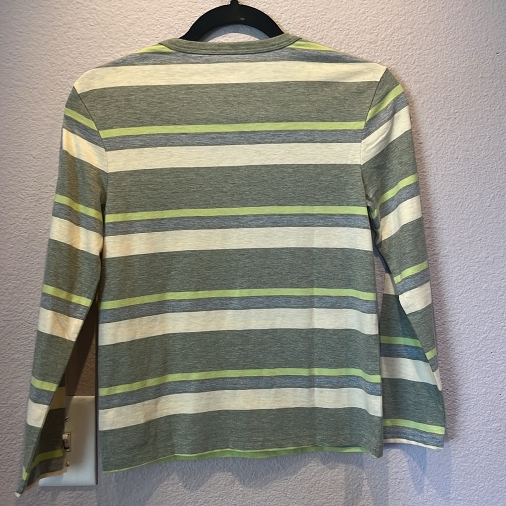 New Cat & Jack Kid’s Green Neutral Striped Long Sleeve T Shirt Size Medium NWT - Picture 7 of 7